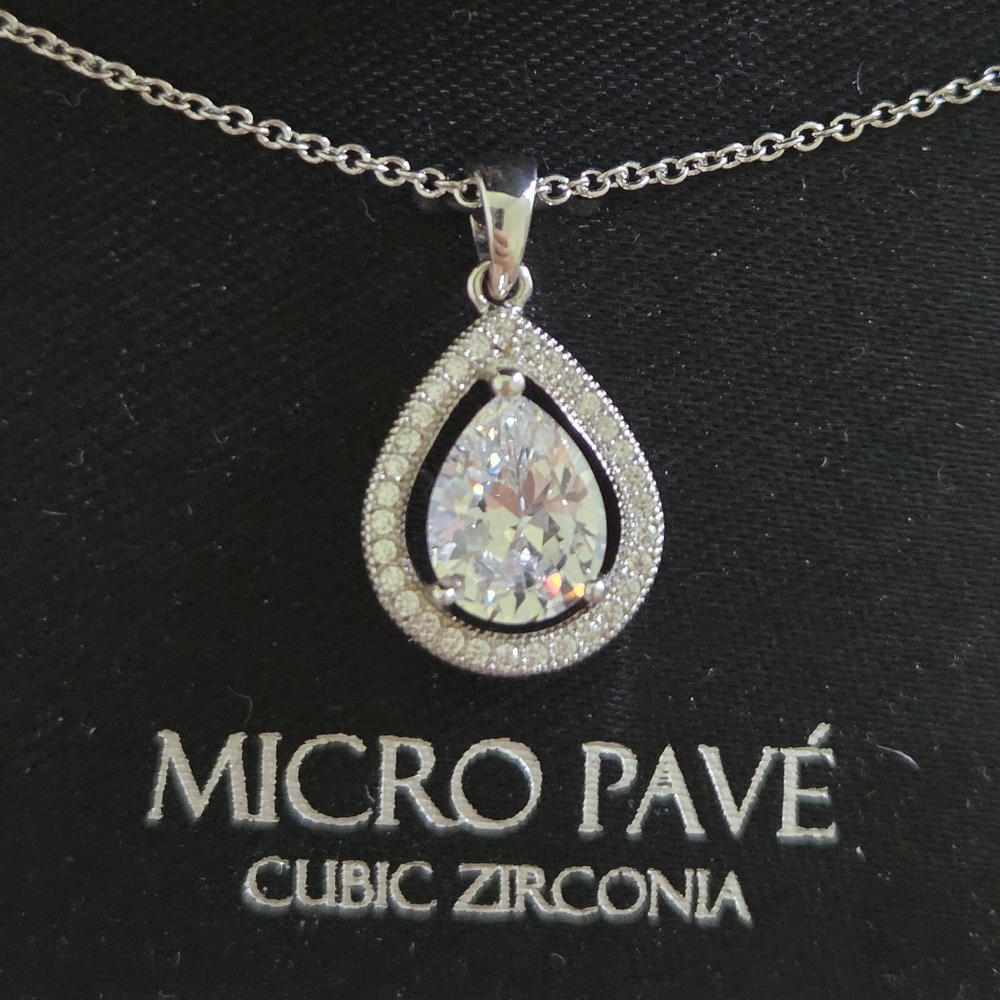 Elegant Silver Micro Pavé Necklace